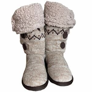 Mukluks A La Mode Knit 5 Button Boots Tan Sz 7 Comfy Cozy Cabin